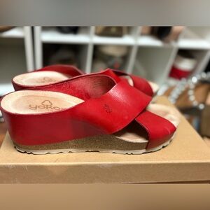 Women's Red Leather Sandals